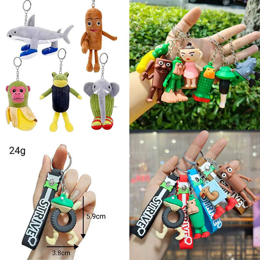 Tungtung Sahur Brainrot Figurine Keychains Shark Tralalero Tralala Plush Keychain Ballerina Cappuccino Brr Patapim Keyrings Deco