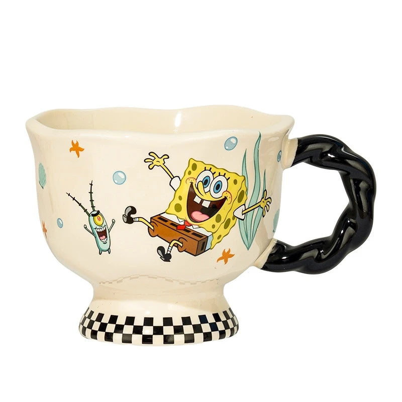 Cute SpongeBob Mugs Cartoon SquarePants Patrick Star Coffee Tea Milk Mugs Cups 400ML Creative Office Water Cup Anime Girls Gifts