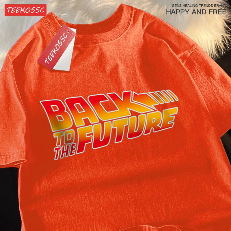 Back To The Future Movie Logo T-Shirt Men Women Cartoons Cotton Short Sleeve Shirt Summer Tshirt Hip Hop Breathable Clothing