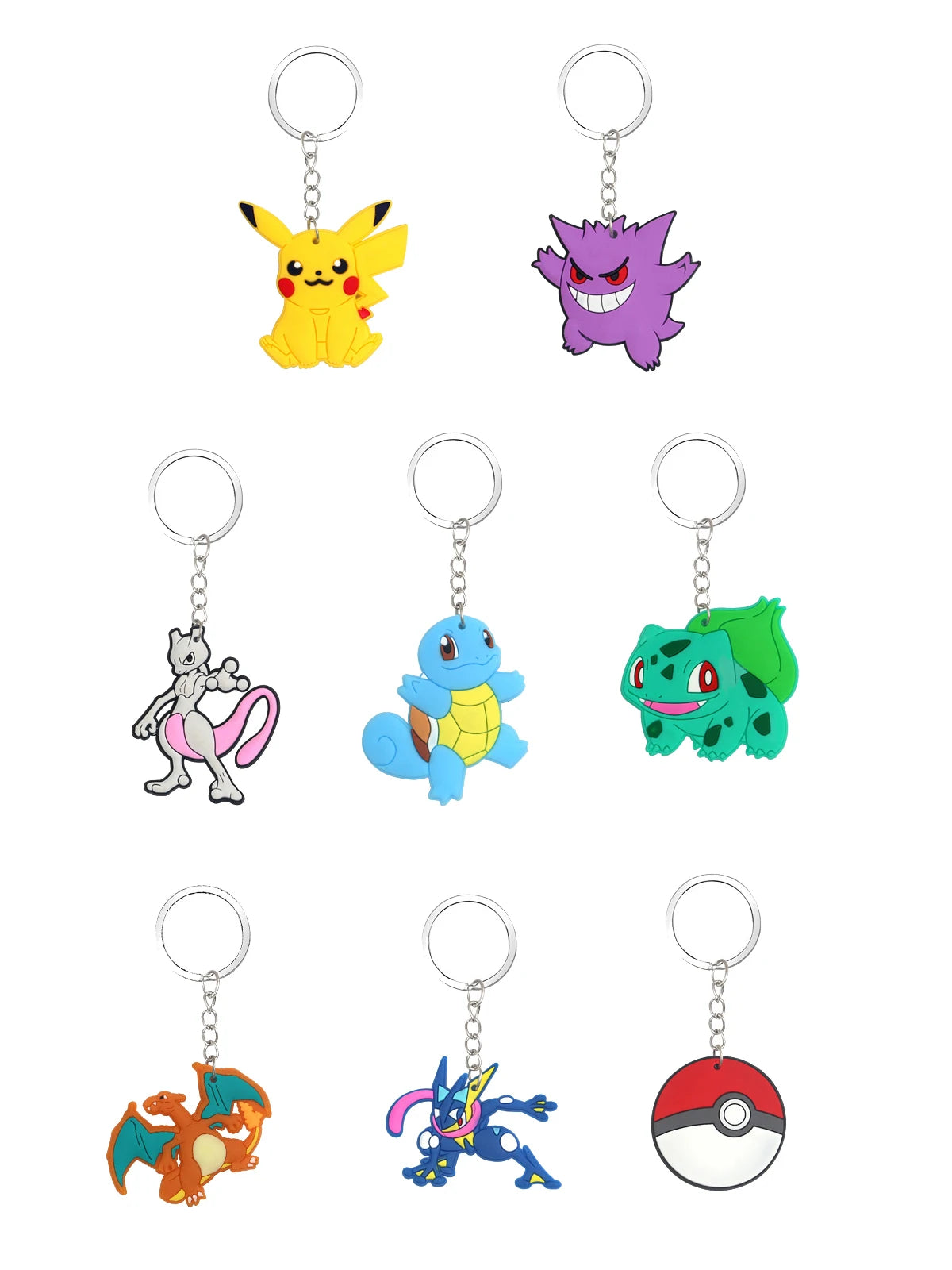 8/16 Pcs Pokemon PVC Keychain Anime Birthday Party Favors Gifts Keyring Bag Pendant Birthday Party Favors Supplies Decoration