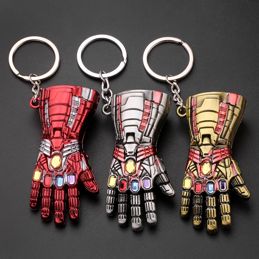 Marvel Superhero Keychain Avengers Thanos Infinity Gauntlet Metal Pendant Keyring Car Backpack Key Holder Decoration Accessories