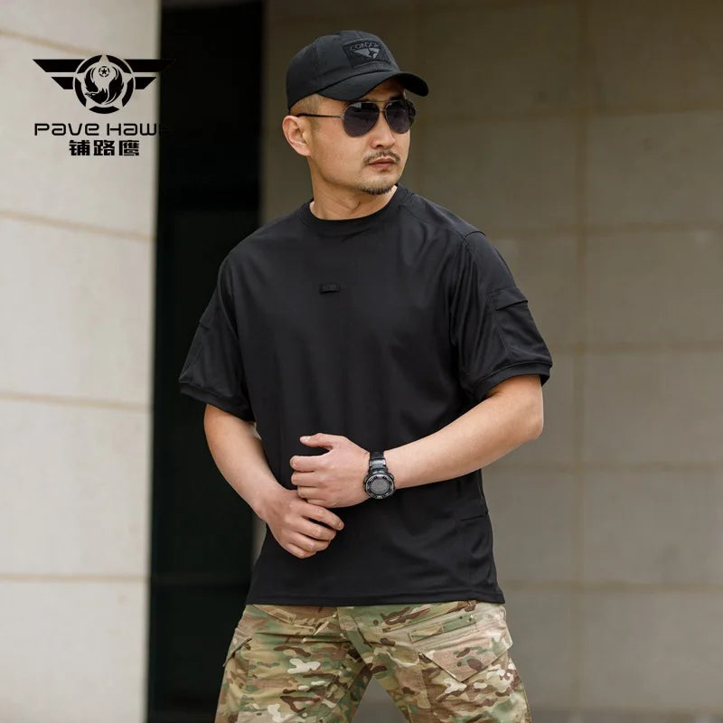 Men's Army Tactical T-shirt Military Training Quick-drying Breathable Short Sleeves Summer Beach Sun Protection Casual T-shirt