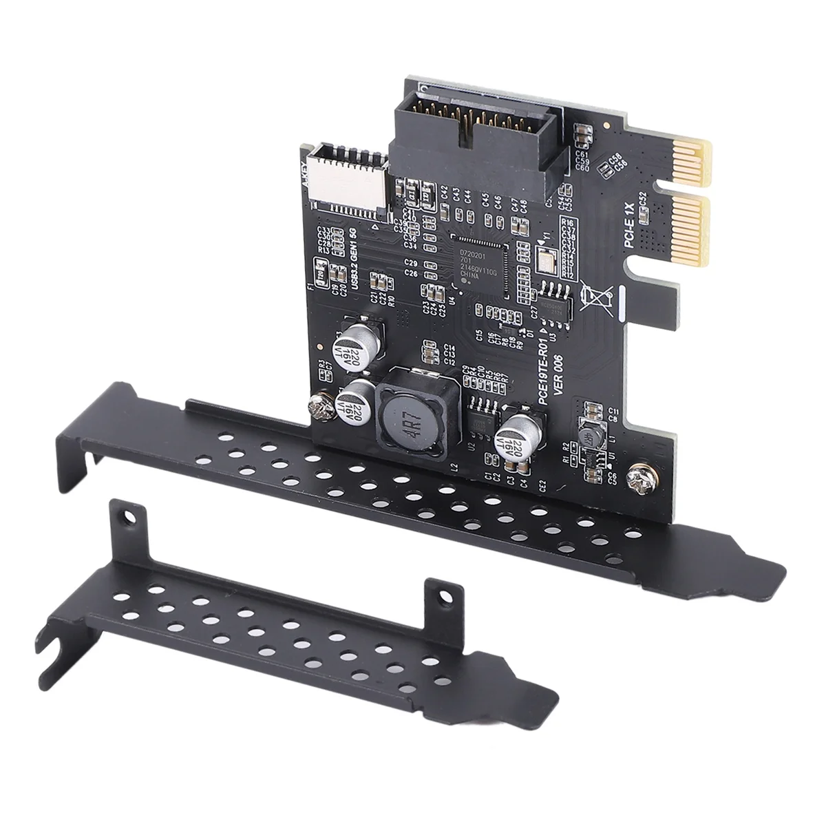 PCI-E 1X To USB 3.2 GEN1 5Gbps 20Pin Front Panel Header (To Type-C Front Panel Header) Front Panel Connector Riser Card