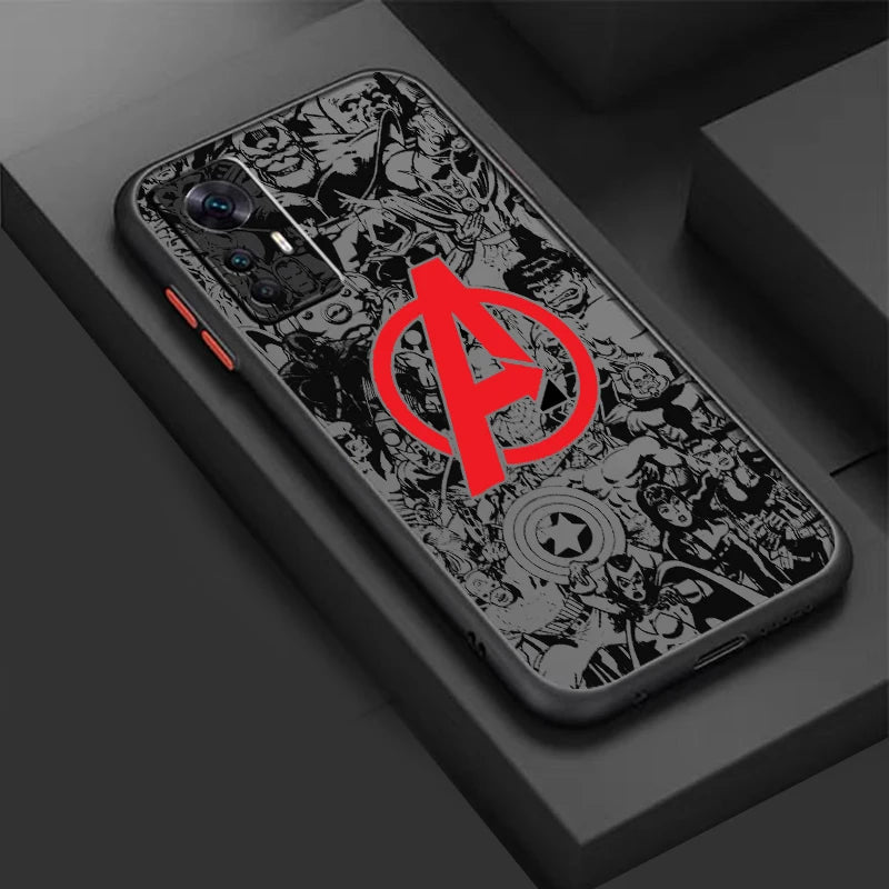 Marvel Avengers Logo Art Frosted Translucent For Xiaomi Mi 13 12 12T 11T 11 11i 10T 10 9T Pro Lite Ultra 5G Phone Case