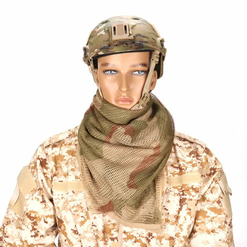 Tactical Mesh Breathbale Scarf Sniper Face Veil Camo Airsoft Hunting Cycling Hiking Neckerchief Mask Camouflage Outdoor Scarf