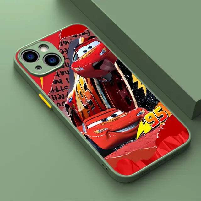 Lightning McQueen Car Phone Case for iPhone 16 Pro 11 12 Mini 13 14 Pro 15 Pro Max 7 8 Plus XS Soft Edge Matte Shell