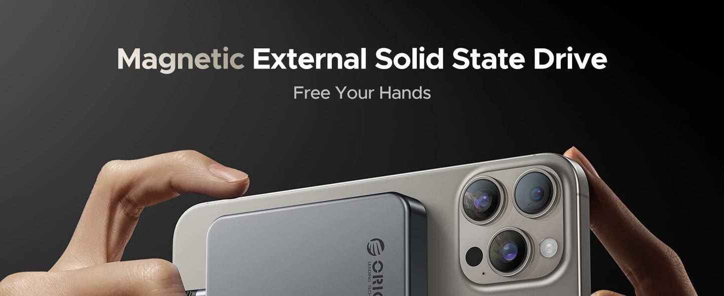 ORICO 1TB Magnetic SSD, PD100W Charging, 4K ProRes HDR, 1000MB/s USB 3.2, Portable External Drive for iPhone 16/15, Laptops