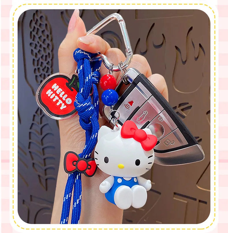 NEW Kawaii Sanrio Hello Kitty Doll Keychain Cartoon Cute PVC Car Key Anti-Lost Backpack Birthday Gift