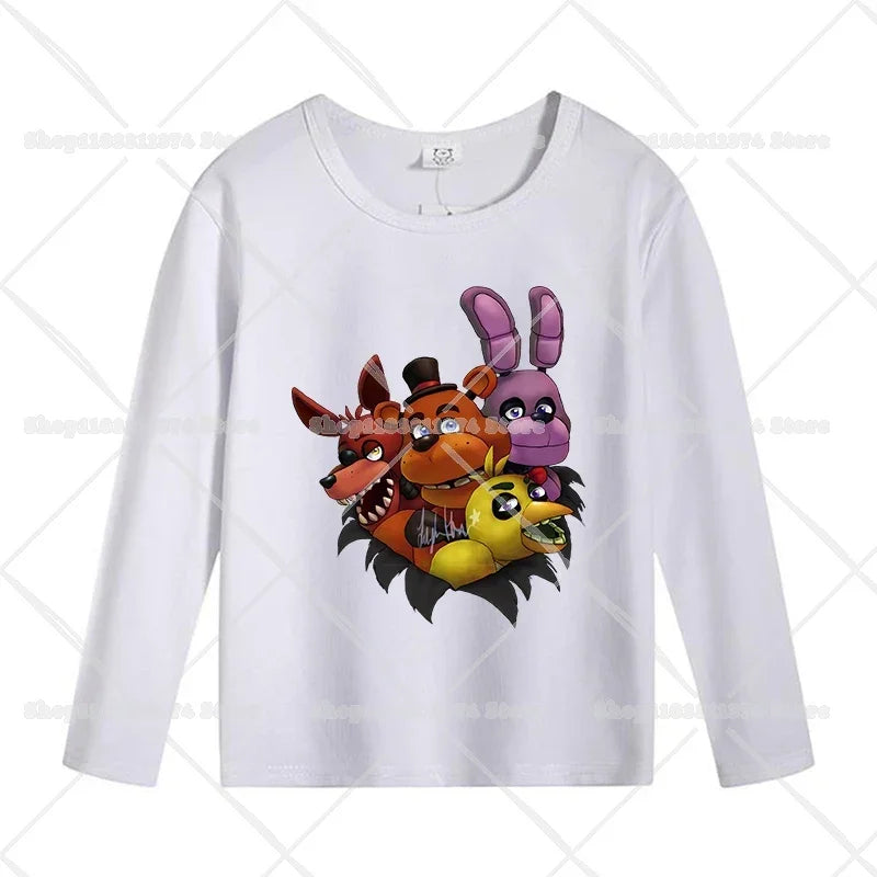 Five Nights At Freddys Long Sleeves Kids T-shirts Anime FNAF Tee Tops Cotton Fashion Children Clothes Undershirt Birthday Gift