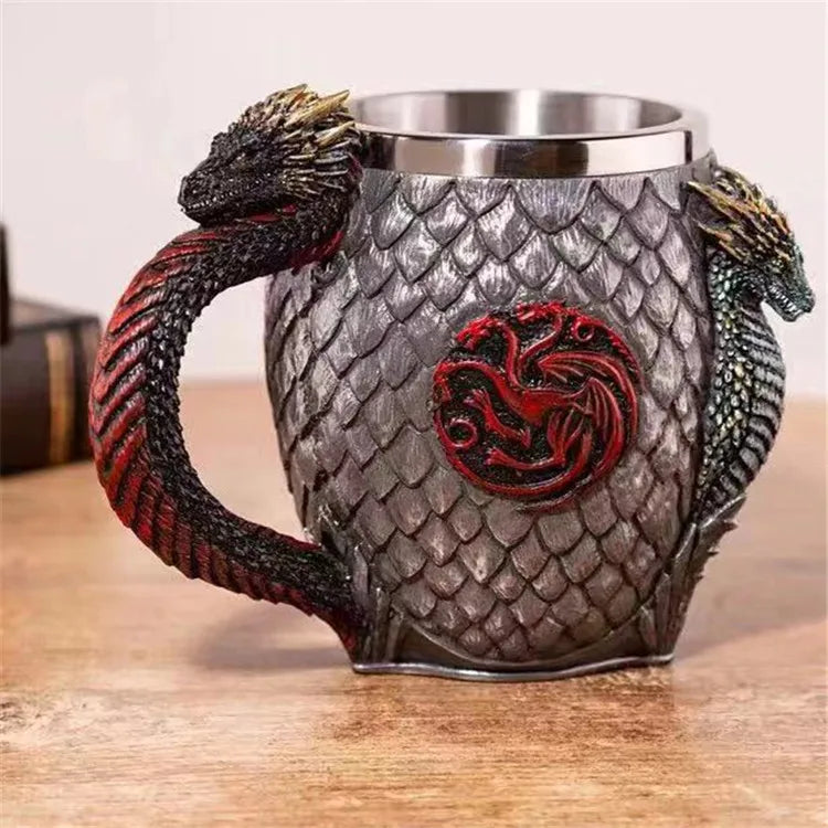 Viking Mug Vintage Coffee Cup Stainless Steel Resin Beer  A Song of Ice and Fire Wine Set 3D Gothic Goblet Whiskey Glass