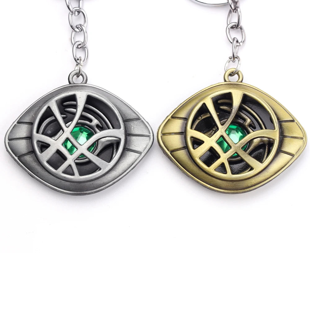 Marvel Avengers Doctor Strange Keychain Retro Unlimited Time Stone Pendant Keyrings Men Women Car Bag Key Holder Jewelry Gifts