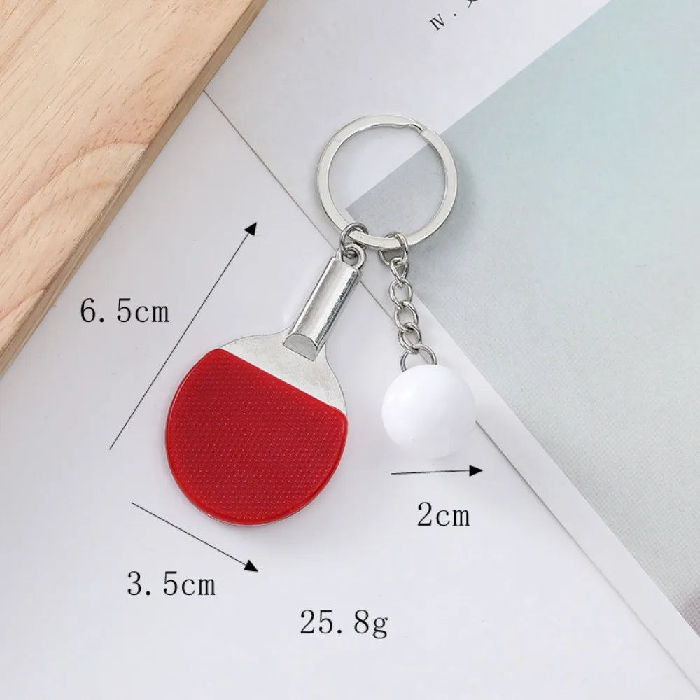 Fashion Simulation Table Tennis Keychain PVC Creative Mini Ping Pong Key Ring Backpack Pendant Car Accessories Sports Club Gift