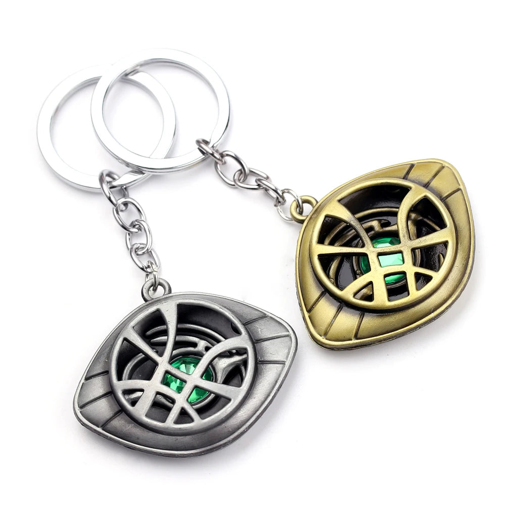 Marvel Avengers Doctor Strange Keychain Retro Unlimited Time Stone Pendant Keyrings Men Women Car Bag Key Holder Jewelry Gifts