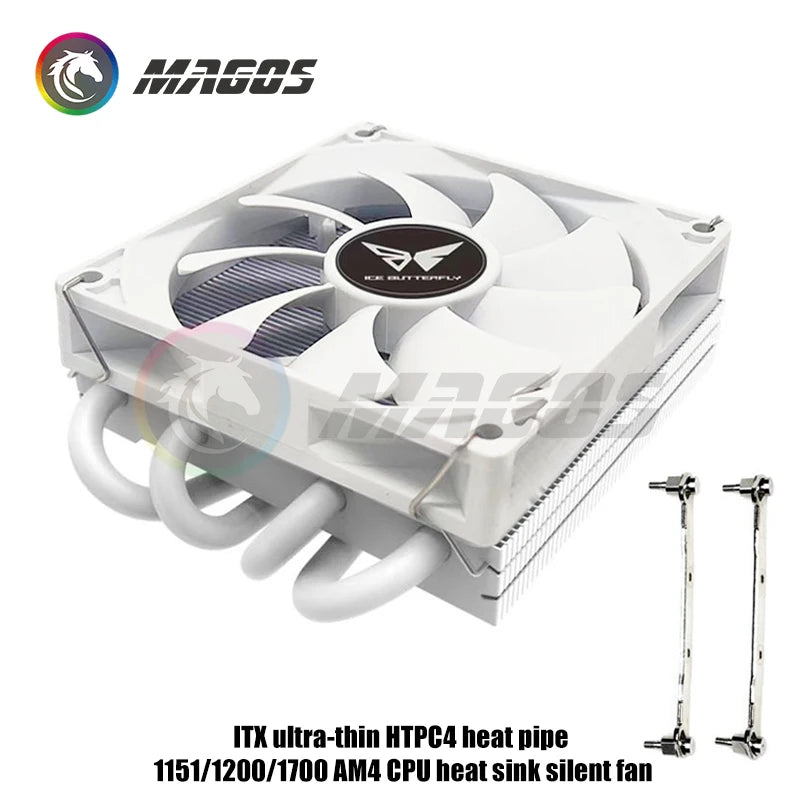 CPU Cooler for Mini ITX Case Ultra-thin Z39 4 HeatPipe CPU Radiator Support AMD/Intel Desktop Cabinet PC Air Cooing Fan 4Pin PWM