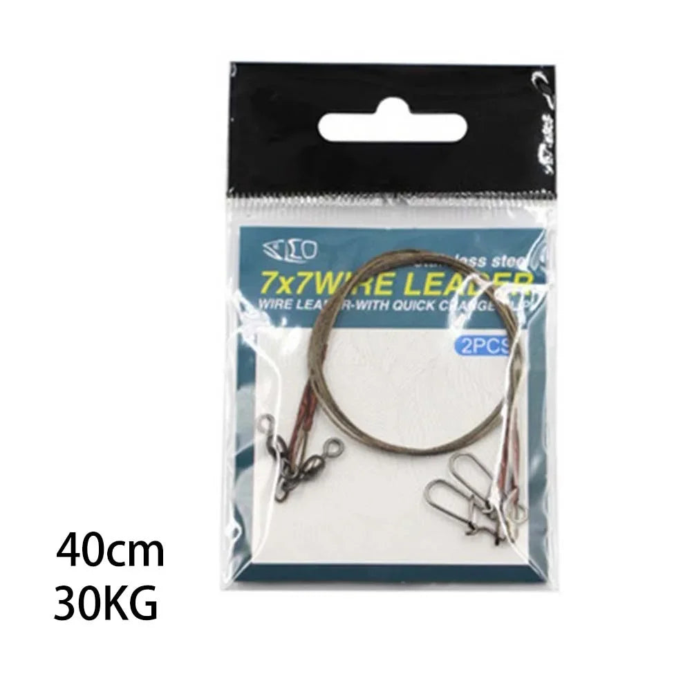2Pcs/Pack Fishing Line Steel Wire Leader With Snap And Swivels Wire Leadcore Leash Saltwater Fresh Water Carp Fishing Gear