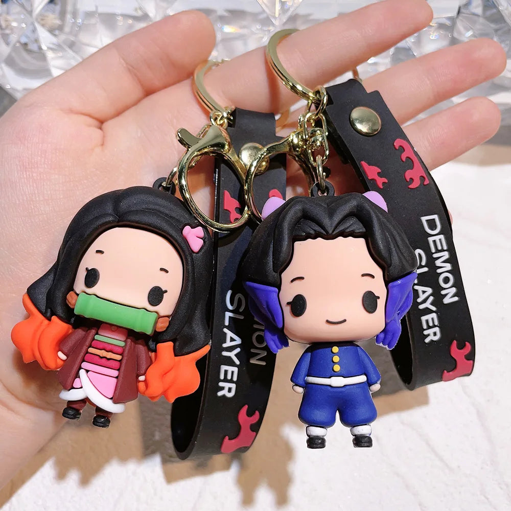 Anime Demon Slayer Pendant Keychain Cute Kamado Tanjirou Rengoku Kyoujurou Keychain Cosplay Keyring Souvenir Gift