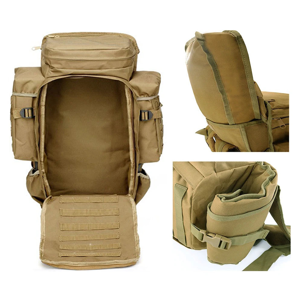Tactical Backpacks Large Capacity 70L Assault Bags Molle Outdoor Pack for Trekking Camping Hunting Hiking Gun Bag