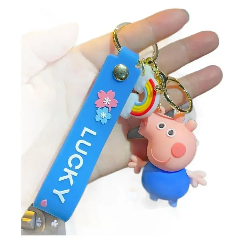 New Cute Peppa Pig Anime Cartoon Keychain Pendant Kawaii Creative Student Couple Bag Pvc Doll Car Accessories Birthday Gifts