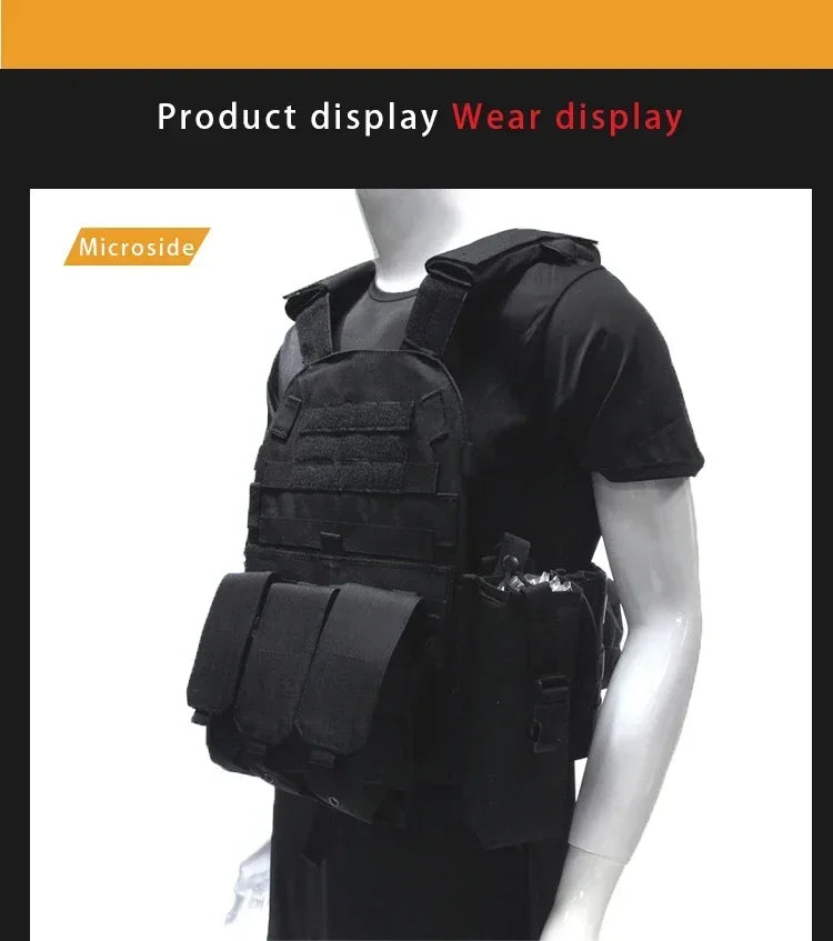 6094 Military Tactical Vest Body Armor Combat Army CS Gear Hunting Plate Carrier Airsoft Accessories Wargame Pouch Molle Vest