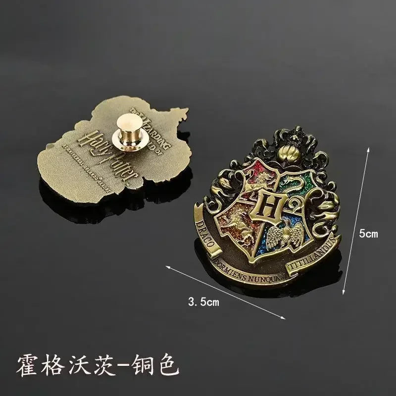 Potter Metal Badge Brooches Hogwarts Slytherin Gryffindor Harry Magic School Lapel Pin Bag Accessories Christmas Souvenir Gifts