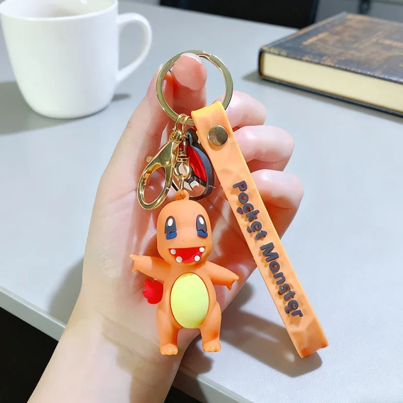 New Pokemon Pikachu Keychain Anime Cartoon Key--Chain Charmander Psyduck Fashion Keyring Pendant Accessories Toys--Kids Gifts