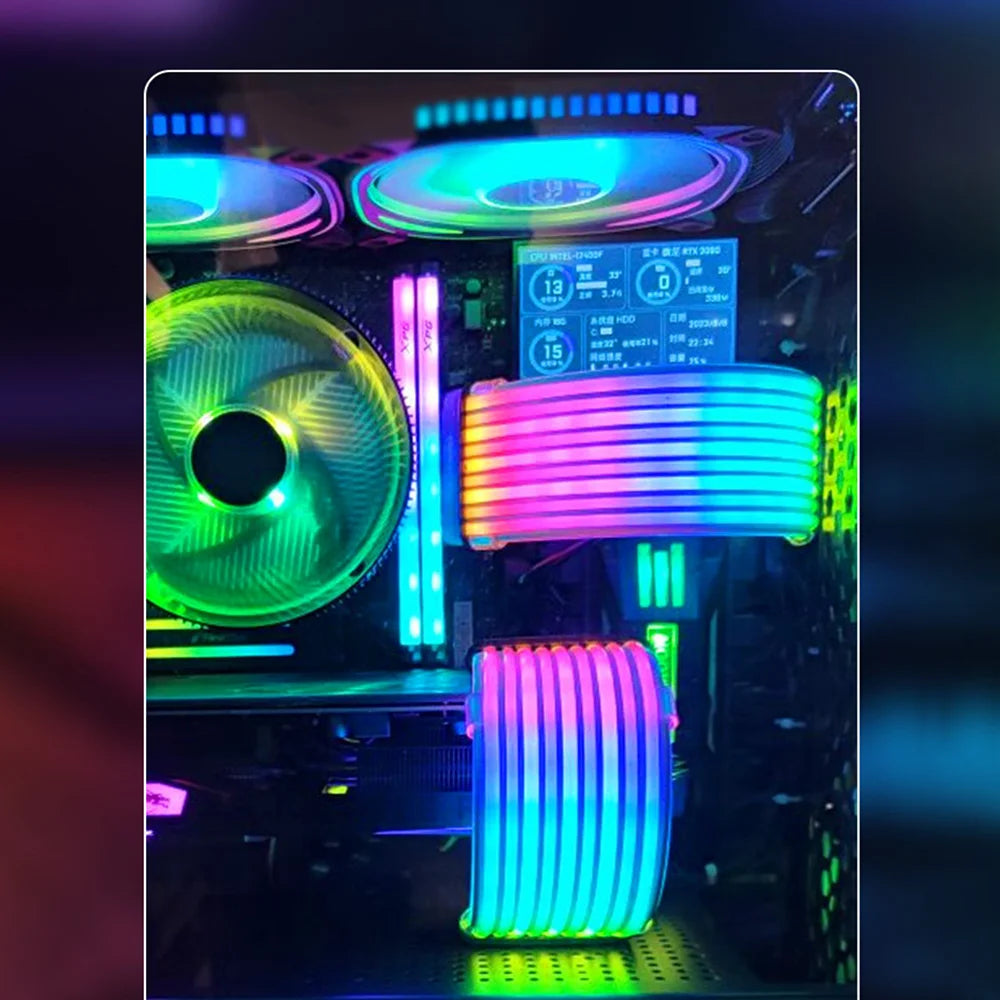 ARGB Sync Board for PC Power Supplies 24-pin GPU Graphics Cards 8-pin Cables and Chassis Illuminated Neon Cables RGB LED Strips