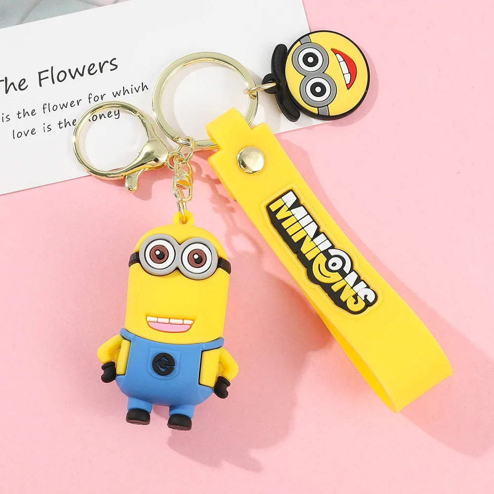 Cartoon Minions Keychain Kawaii Silicone Pendant Keyring Chinese Zodiac Cosplay Accessories for Car,Backpack,Keys