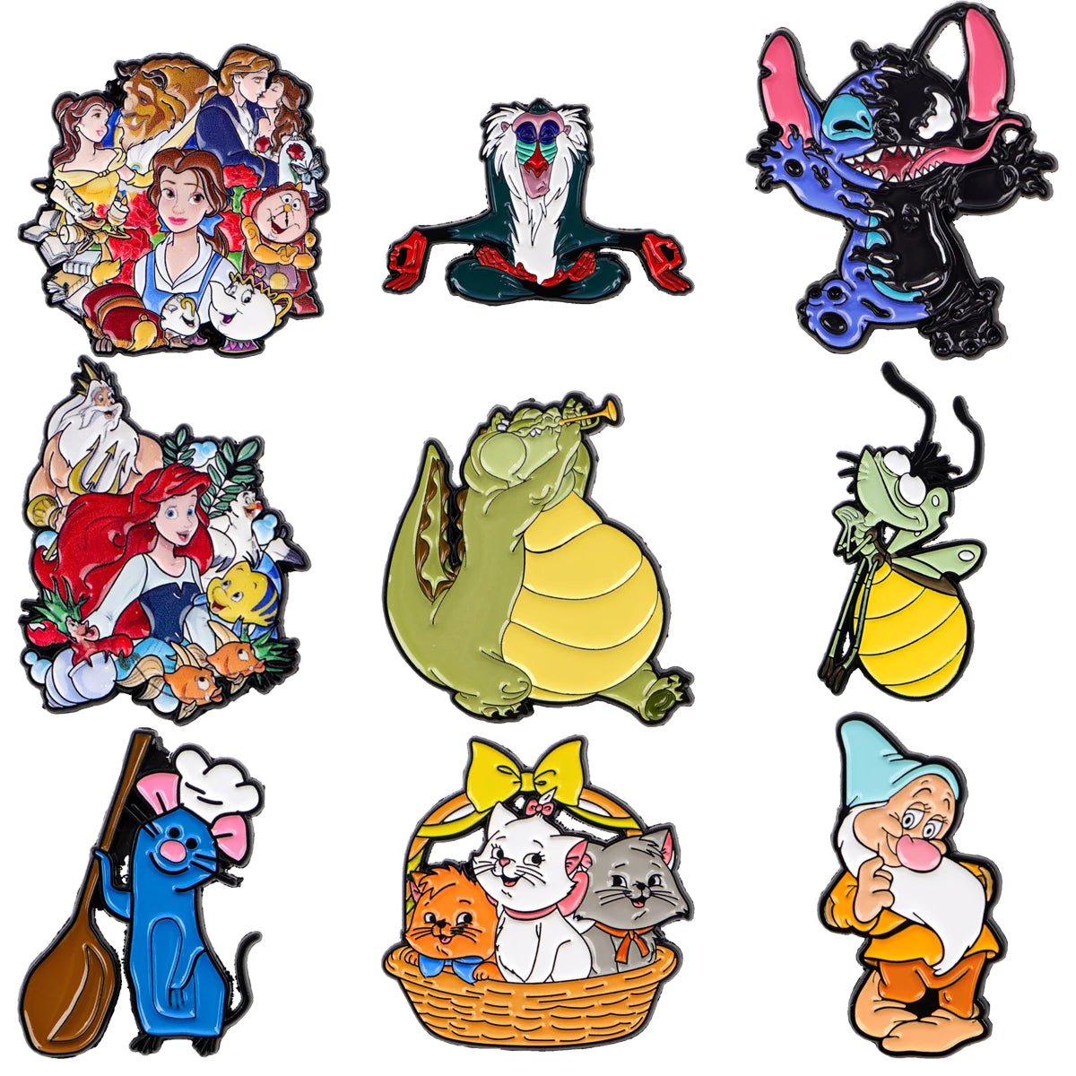 Cartoon Movie Lapel Pins for Backpacks Clothes Kawaii Chef Mouse Enamel Pin Stitch Badges Cat Brooch Jewelry Gifts for Friends