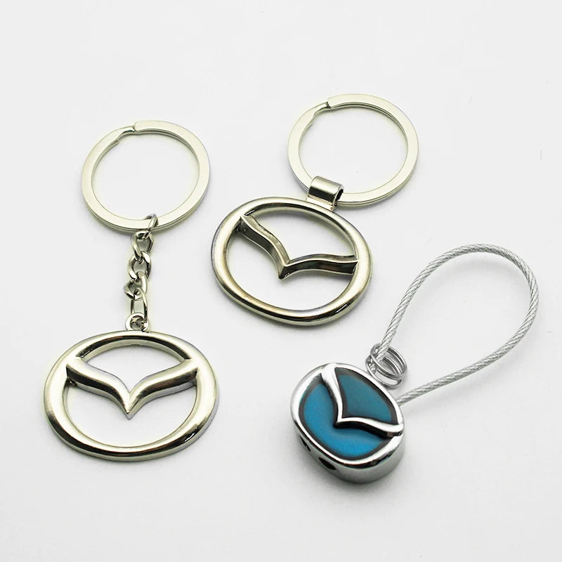 Key Chain 3D Metal+Leather Car Emblem Keyring For Mazda 3 2 6 Atenza Axela Demio CX3 CX4 CX5 CX6 MP MS RX8 CX30 MX3 MX5 BK