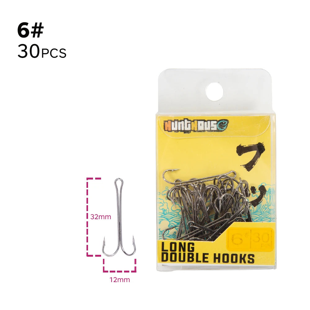 HuntHouse Double Fishing Hook Soft Lure Stainless Steel Weedless Super Sharp 1# 2# 4# 6# 1/0 2/0 3/0 Saltwater Fish Tackle