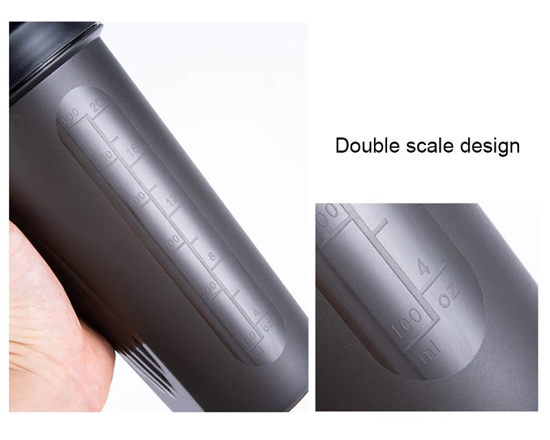 600ml Portable Protein Powder Shaker Bottle Leak Proof Water Bottle for Gym Fitness Training Sport Shaker Mixing Cup with Scale
