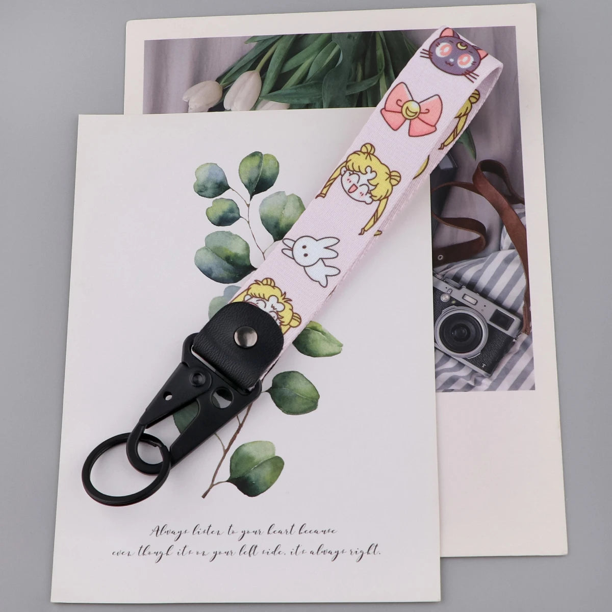 Kawaii Anime Keychain Straps Rope Cute Lanyard Bracelet for Keys Wrist Strap Short Lanyard Pendant Key Chain