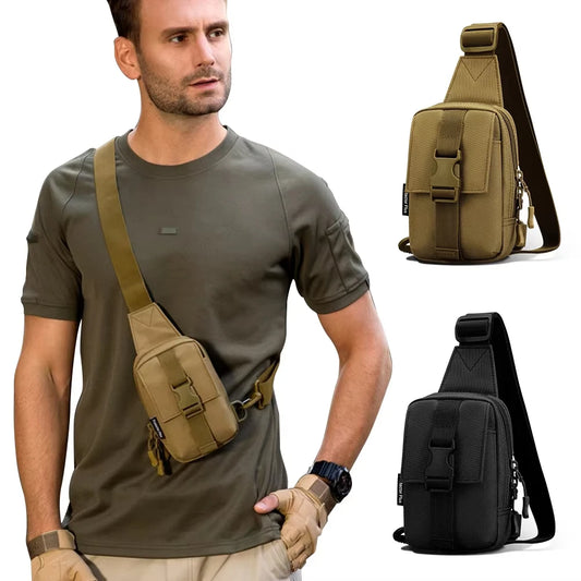 Tactical Chest Bag Military Trekking Pack EDC Sports Bag Shoulder Bag Crossbody Pack Assault Pouch for Hiking Cycling Campinga