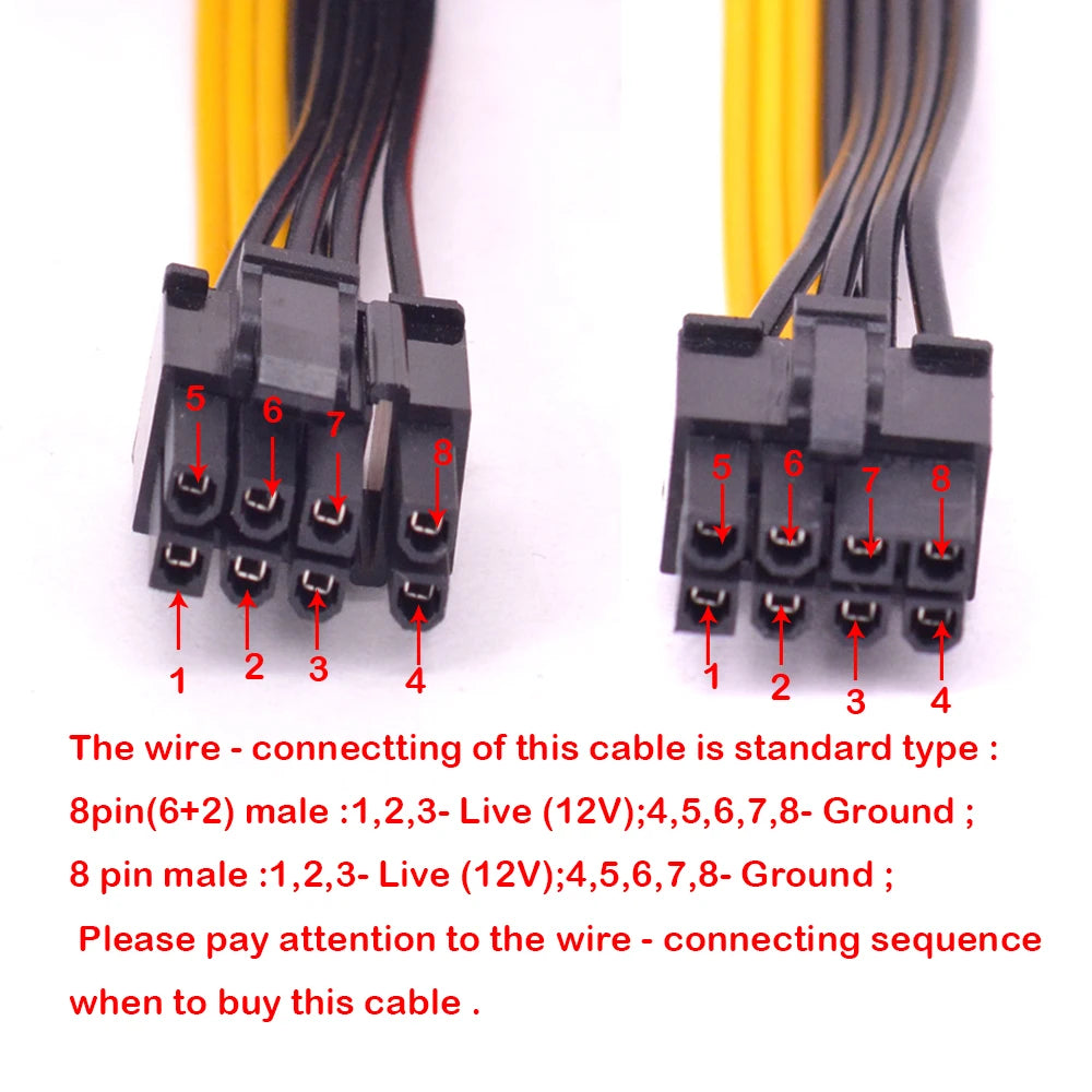 PCI-e 8Pin to 2 Port 6+2 Pin Power Supply Cable PCI express Graphics Card 6+2pin Male to 8 Pin Male For Silverstone Modular PSU
