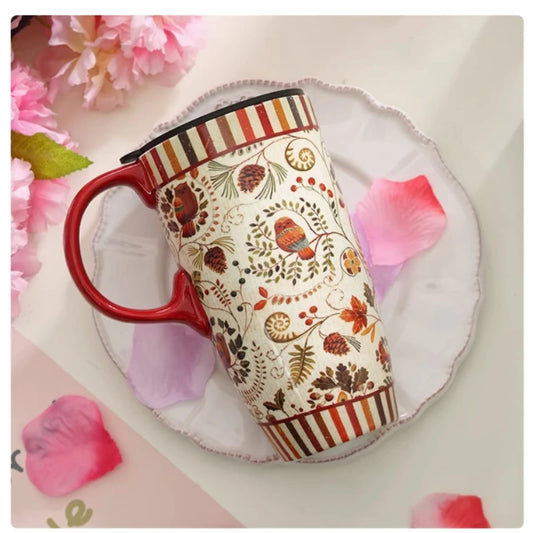 Large-capacity mug mug American ceramic mug ceramic coffee creative coffee cup with lid household water cup