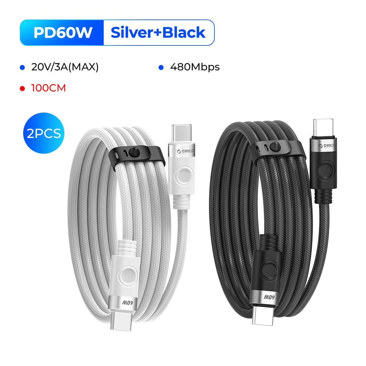 ORICO 100W USB C Cable Fast Charging Type C to USB C 20V5A Woven Design with Strip for iPhone15 Pro Max Huawei Mate 60 Xiaomi