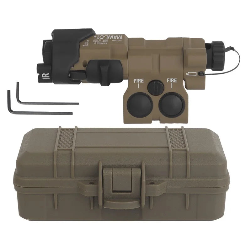 Tactical Flashlight With Red Laser, Airsoft Aiming Hunting Weapon Light IR Illumination with Dual Function Pressure Switch