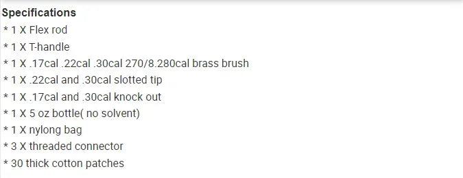 Tactical .177 .17cal .30cal .270 / 8 .280cal 22LR .22 Gun Cleaning Kit With Brass Jag Slotted Patch Loops Flexible Rod And Pouch
