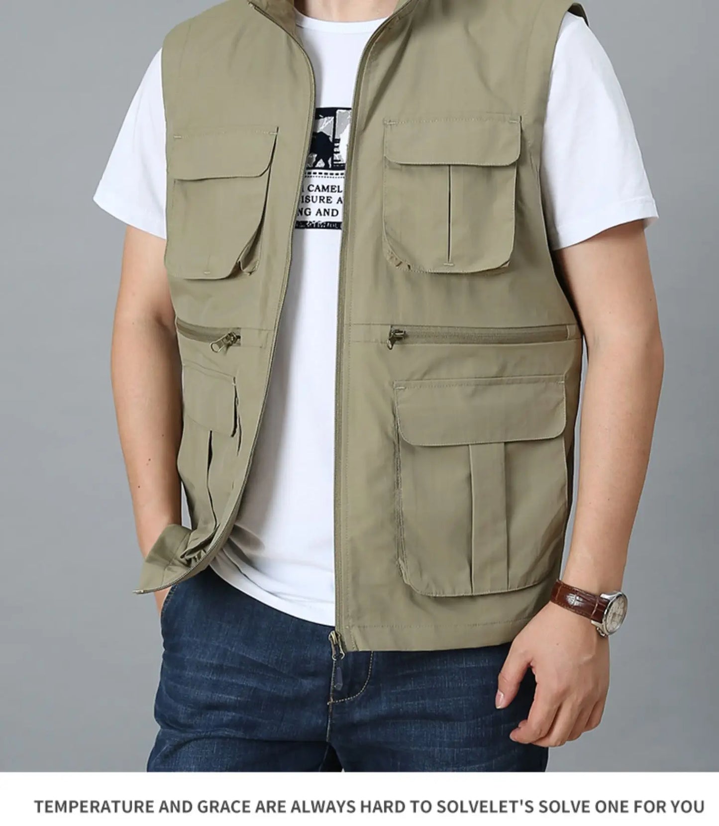 Tactical Vest For Men Golf Hunting Large Size Men's Camping Sleeveless Jacket Multi-pocket Work Padded Luxury MAN Clothing Denim
