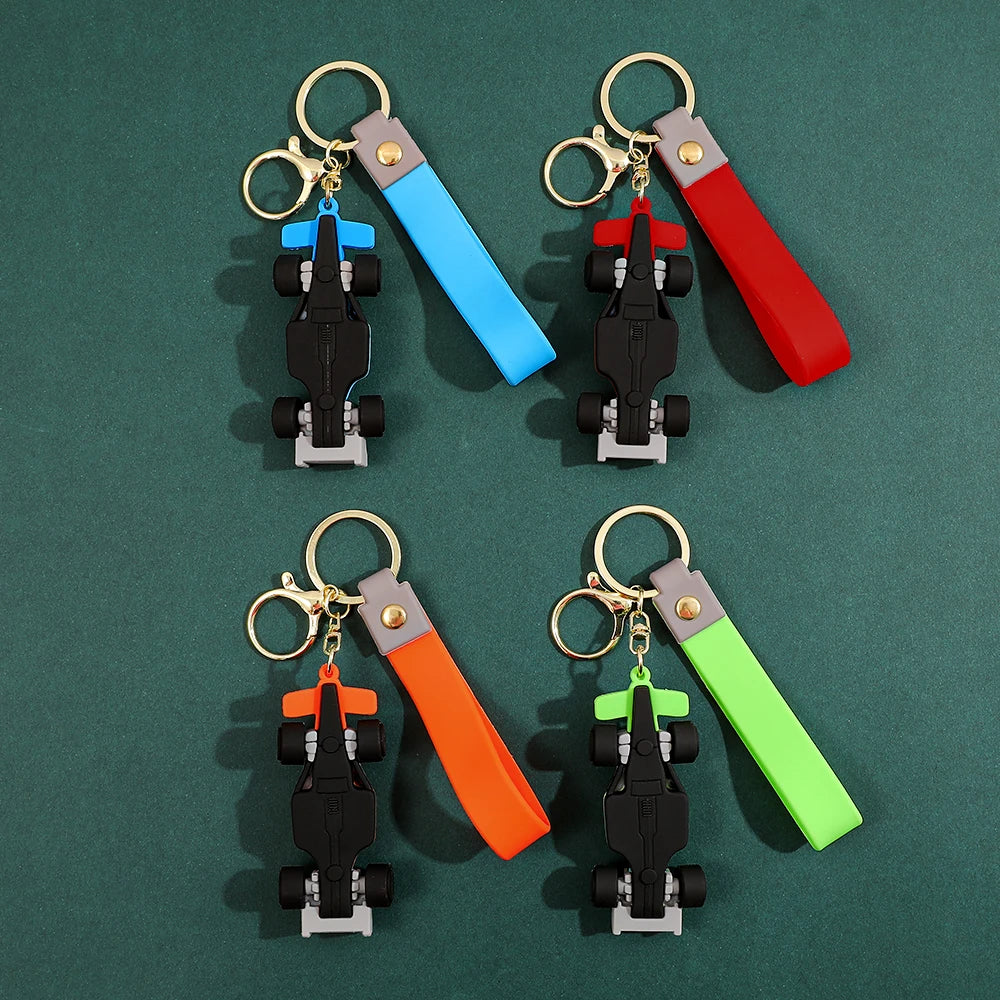 Formula Racing Car PVC Keychain, F1 Style Keychain Soft Rubber Key Ring, Motorsport Keychain for Men Women Racing Enthusiasts