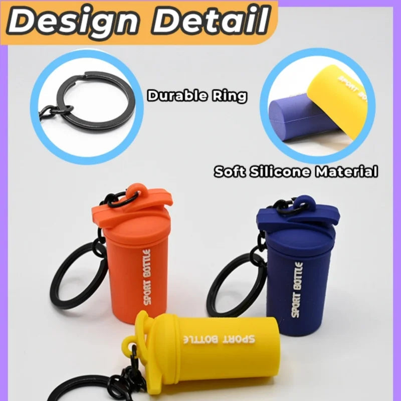 New Mini Shaker Cup Keyring for Gym Lover Shaker Bottle Keychain 7 Color Silicone Gym Gifts Sport Water Bottle Bag Charm