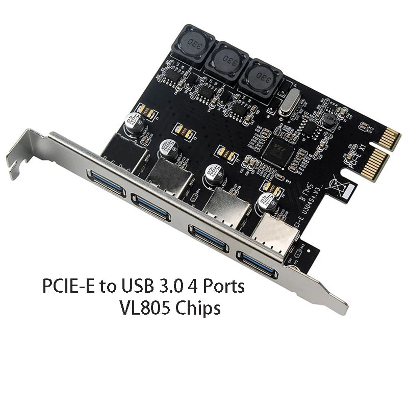PCIE to USB Converter 4 Port High Speed USB 3.0 Extend Card USB HUB to PCIE 1X 4X 8X 16X Self Powered Expansion Adapter