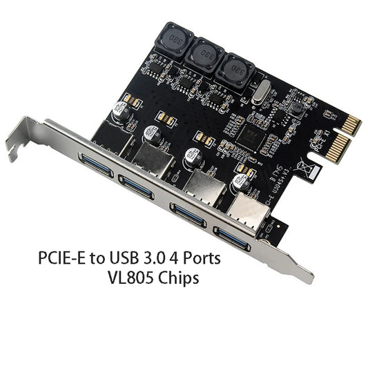 PCIE to USB Converter 4 Port High Speed USB 3.0 Extend Card USB HUB to PCIE 1X 4X 8X 16X Self Powered Expansion Adapter