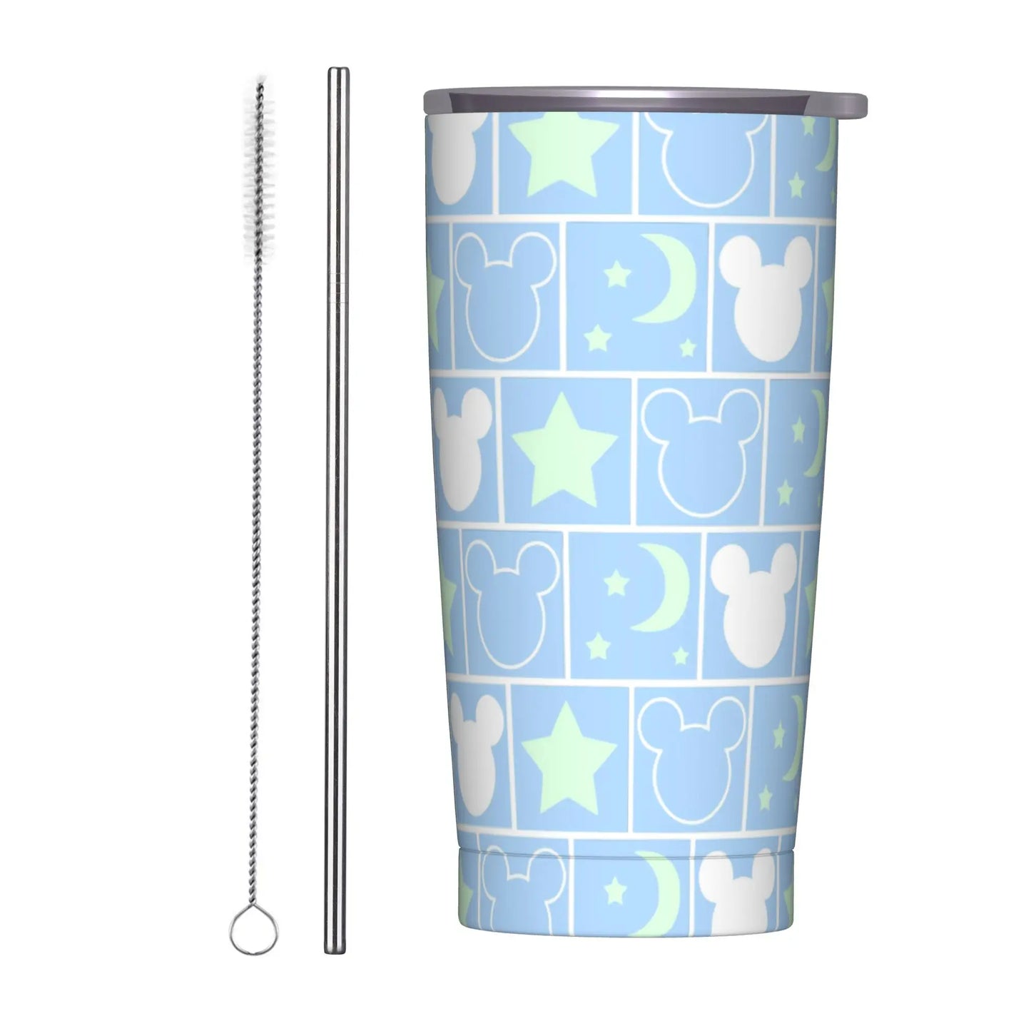 Cartoon Fantasia Mickey Tumbler Vacuum Insulated Magic Wizard Thermal Cup with Lid Straw Office Home Mugs Hot Cold Drink, 20oz