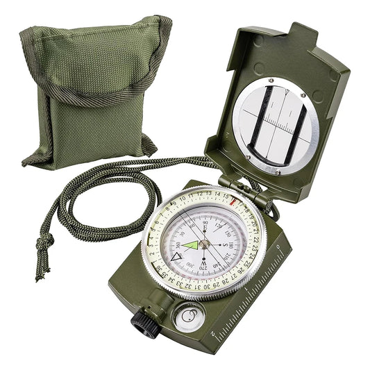 Tactical Survival Compass - Waterproof & Shockproof with Sighting Function, Carabiner & Pouch for Military Hiking Navigation