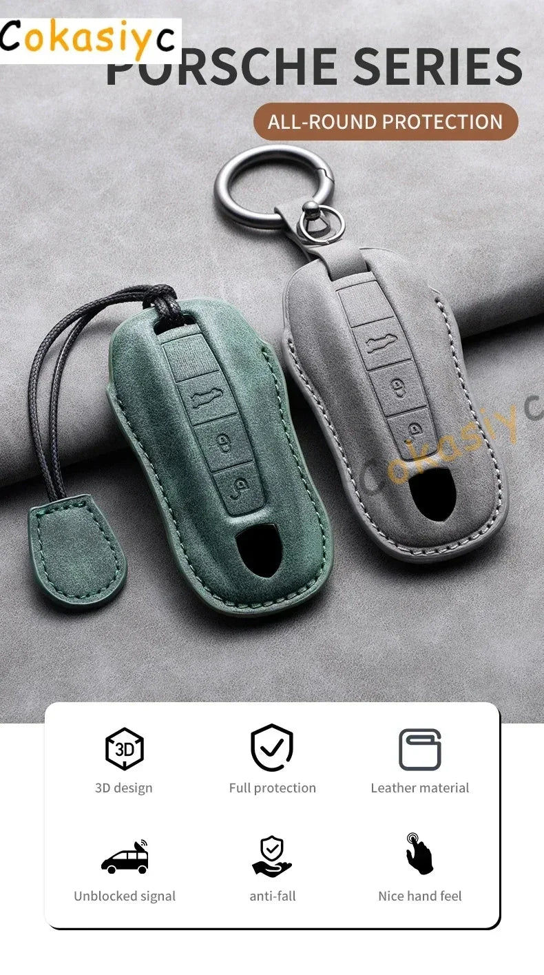 For Porsche Cayenne 718 MACAN Panamera 911 Boxster Keychain Accessories Car Key Case Covers Smart Remote Protection Shell Holder
