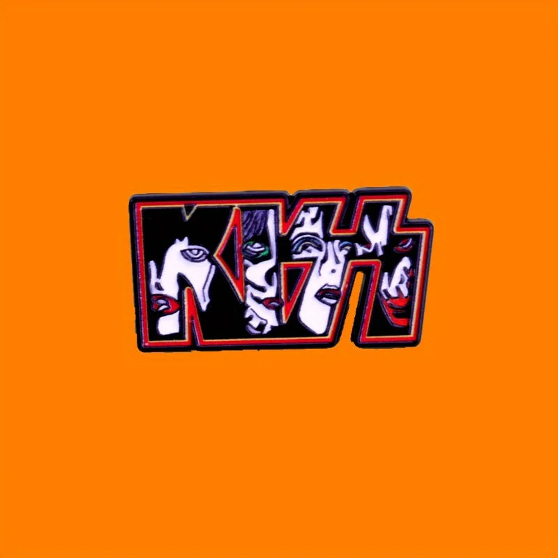 KISS Rock Band Enamel Pin - Punk Rock Style Bold Red & Black Makeup Design, Durable Alloy Music Lover Accessory