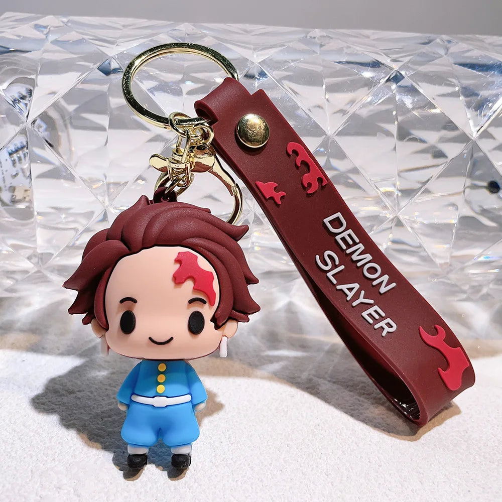 Anime Demon Slayer Pendant Keychain Cute Kamado Tanjirou Rengoku Kyoujurou Keychain Cosplay Keyring Souvenir Gift