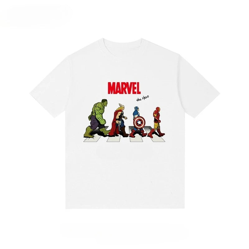 Marvel T-shirt Avengers Captain America Iron Man Summer Short Sleeve Cotton Print T-shirt 2025 Men Women Fashion Casual Tee Tops