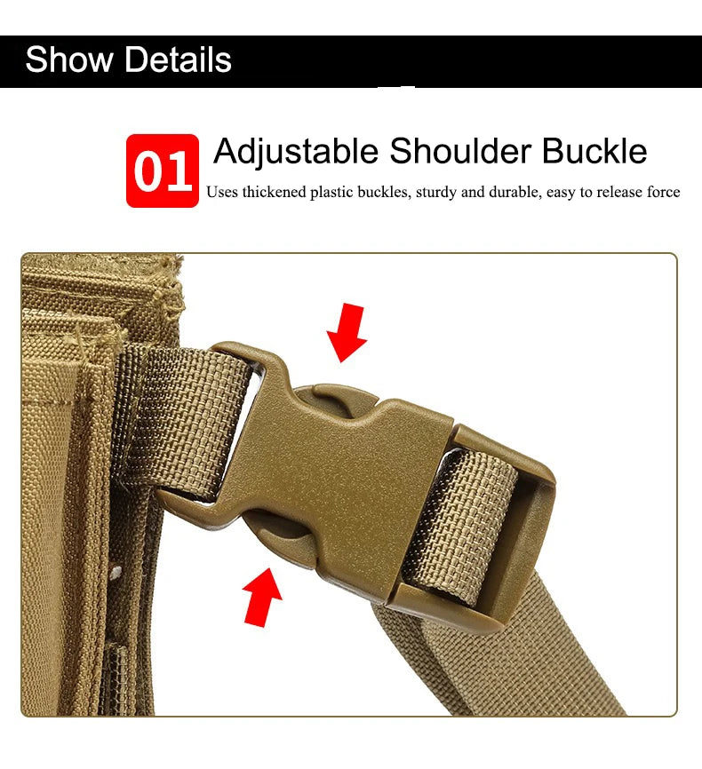 Military Tactical Vest Chest Rig with Adjustable Straps & Large Capacity Pouch for Outdoor Adventure & Tactical Missions